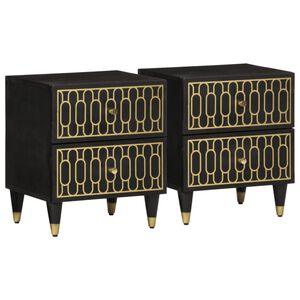 vidaXL sengeborde 2 stk. 40x33x46 cm massivt mangotr&aelig;
