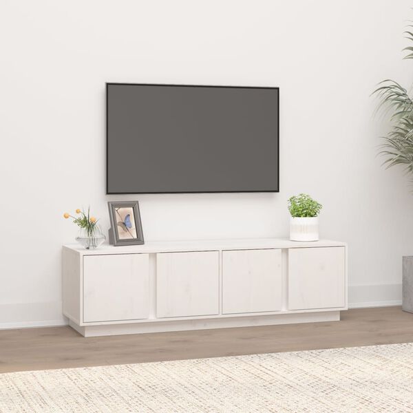 vidaXL tv-bord 140x40x40 cm massivt fyrretr&aelig; hvid