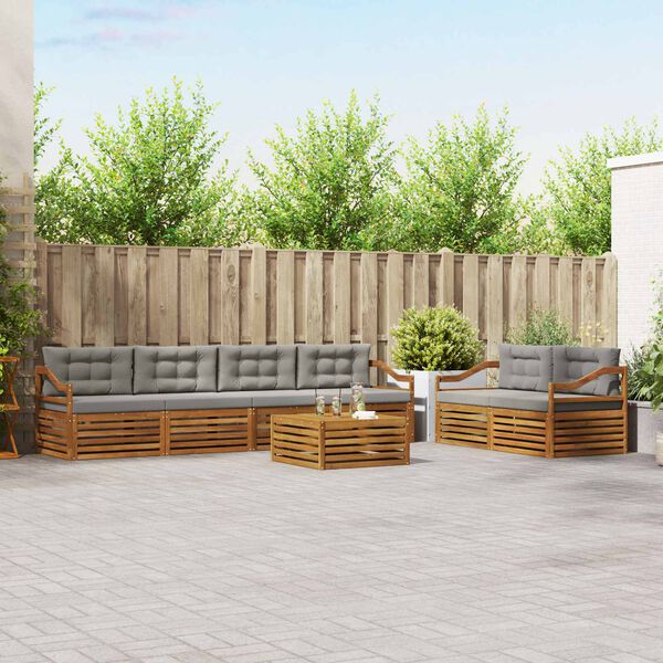 vidaXL Udend&oslash;rs sofagruppe med pude 7 pcs Naturlig og Lys Gr&aring;