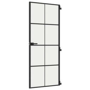 vidaXL d&oslash;r 83x201,5 cm h&aelig;rdet glas og aluminium sort