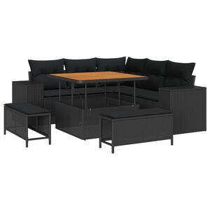 vidaXL Havesofa S&aelig;t med pude 8 pcs Sort polyrattan