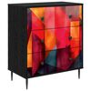 vidaXL Skuffeskab HEESCH Farvebloktryk 66 x 36,5 x 76 cm Sort eg
