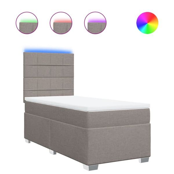 vidaXL kontinentalseng med madras 100x200 cm stof gråbrun