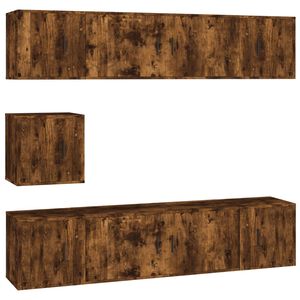 vidaXL tv-skabe 7 stk. konstrueret tr&aelig; r&oslash;get egetr&aelig;sfarve