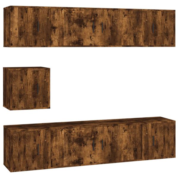 vidaXL tv-skabe 7 stk. konstrueret tr&aelig; r&oslash;get egetr&aelig;sfarve