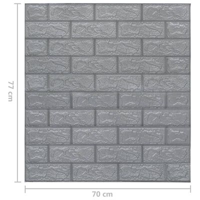 vidaXL 3D vægklistermærker med mursten selvklæbende 10 stk. grå