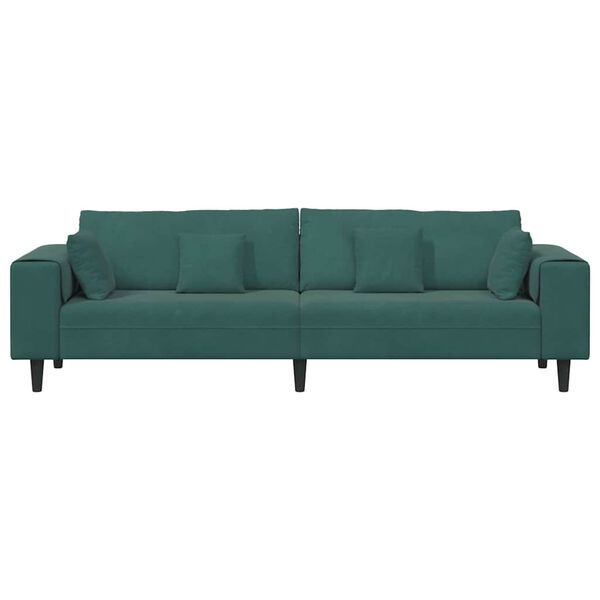 vidaXL Sofa med pude Mørkegrøn 250 x 77 x 76 cm Fløjl