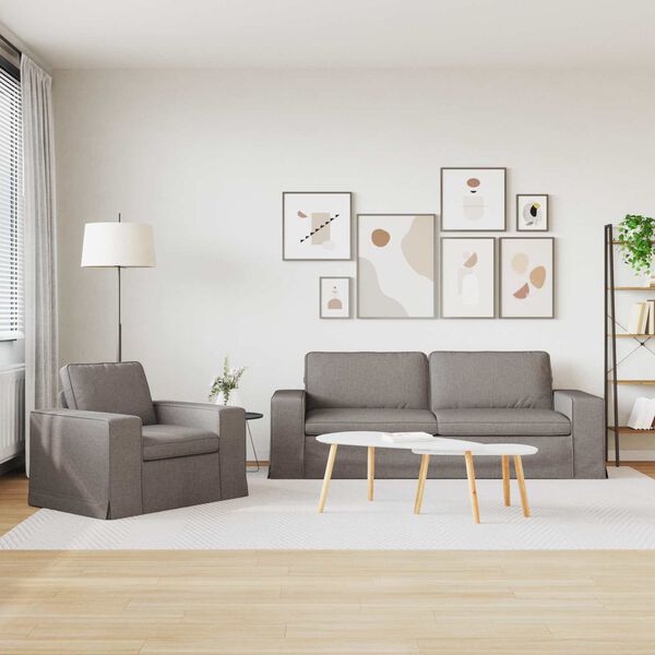 vidaXL Sofa 2 pcs Gr&aring;brun 182 x 80 x 82 cm Stof