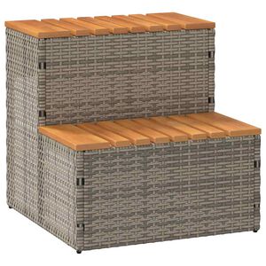 vidaXL spakant 50x50x50,5 cm polyrattan og massivt akacietr&aelig; gr&aring;