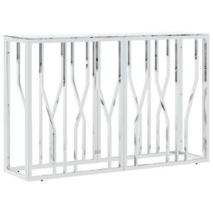 vidaXL konsolbord 110x30x70 cm rustfrit st&aring;l og glas s&oslash;lvfarvet