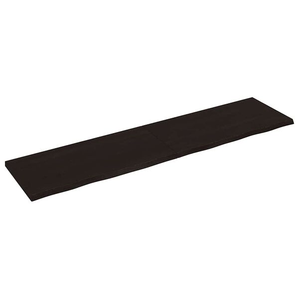 vidaXL væghylde 200x50x(2-4) cm behandlet massivt egetræ mørkebrun