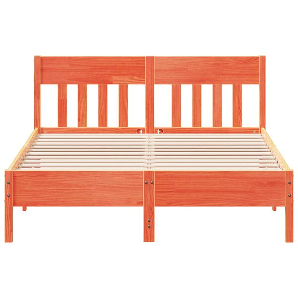 vidaXL sengeramme uden madras 140x190 cm massivt fyrretr&aelig; gyldenbrun