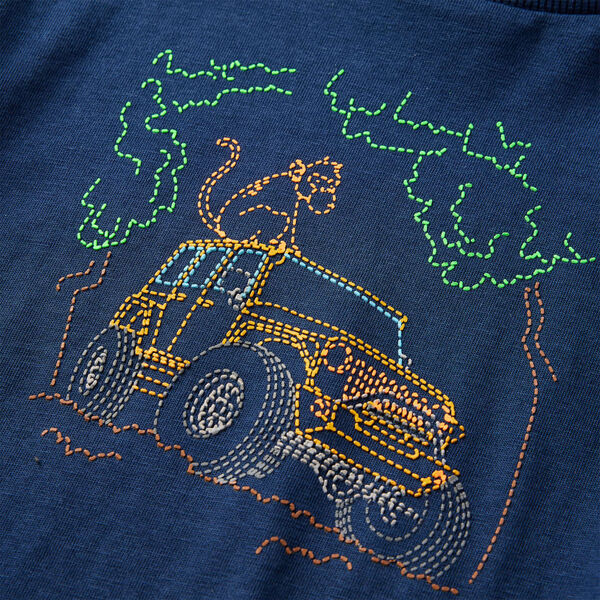 Langærmet T-shirt til børn str. 92 marineblå