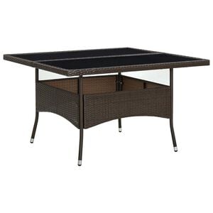 vidaXL havebord polyrattan og glas brun