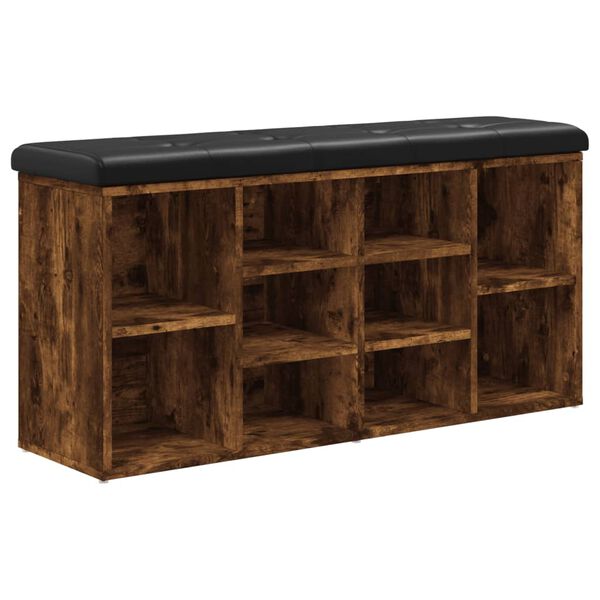 vidaXL skobænk 102x32x50 cm konstrueret træ røget egetræsfarve