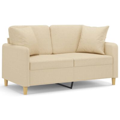 vidaXL 2-personers sofa med pyntepuder 120 cm stof cremefarvet