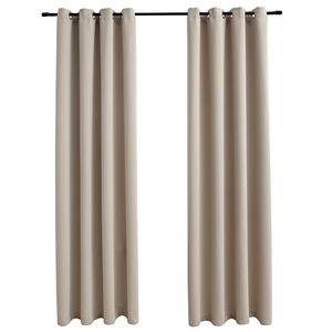 vidaXL m&oslash;rkl&aelig;gningsgardiner 2 stk. med metalringe 140 x 175 cm beige
