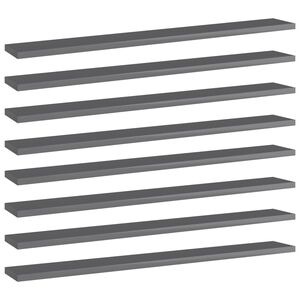 vidaXL boghylder 8 stk. 80x10x1,5 cm konstrueret tr&aelig; gr&aring; h&oslash;jglans