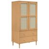 vidaXL kl&aelig;deskab SENJA 90x55x175 cm rattan-look massivt fyrretr&aelig; brun