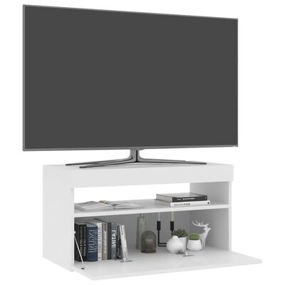 vidaXL tv-bord med LED-lys 75x35x40 cm hvid højglans