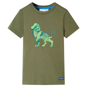 T-shirt til b&oslash;rn str. 104 kakifarvet