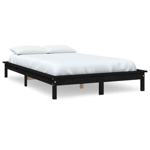 vidaXL sengeramme 180x200 cm massivt fyrretr&aelig; sort