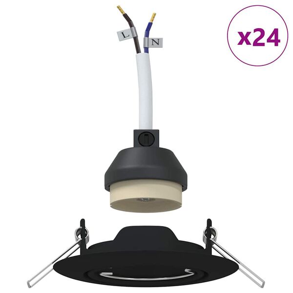 vidaXL Spotlight 24 pcs Sort 9 x 9 x 2.5 cm Metal