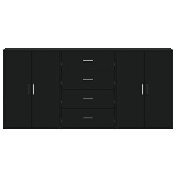 vidaXL kommoder 3 stk. 60x31x84 cm konstrueret træ sort