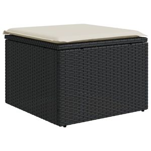 vidaXL haveskammel med hynde 55x55x37 cm polyrattan sort