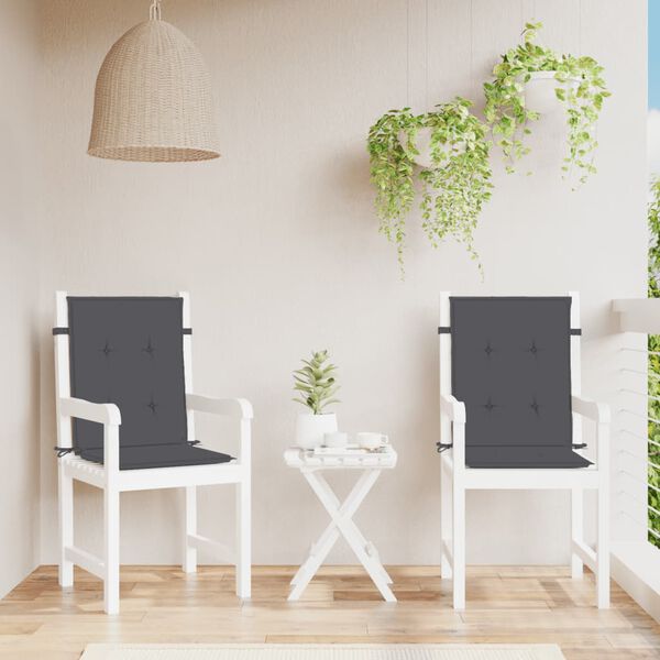 vidaXL stolehynder med lav ryg 2 stk. 100x50x4 cm stof antracitgrå