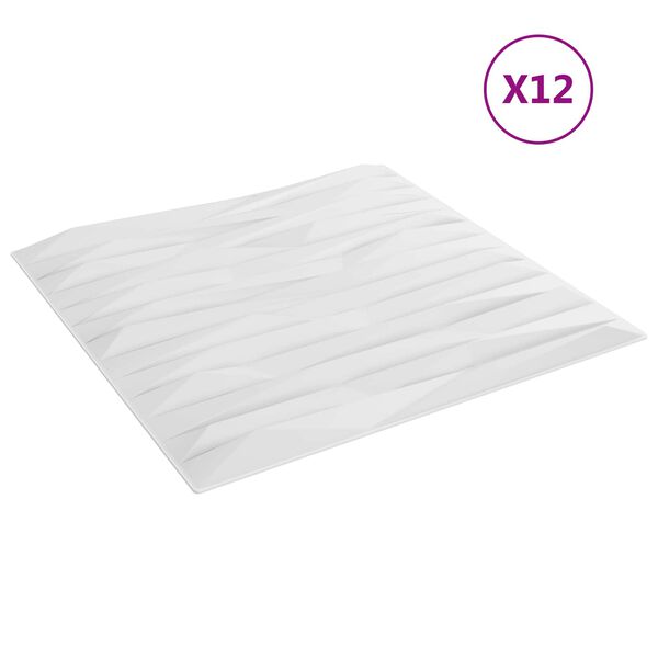 vidaXL V&aelig;gpaneler 12 pcs Hvid Sten 50 x 50 cm XPS Skum