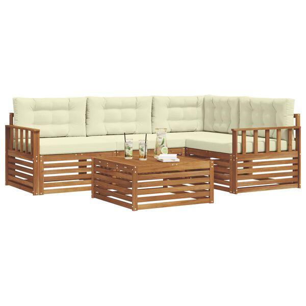 vidaXL Udend&oslash;rs sofagruppe med pude 5 pcs Naturlig og Fl&oslash;de