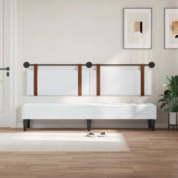 vidaXL H&aelig;ngende Hovedgavl V&aelig;gmonteret Hvid 210 x 55 x 5 cm Antik PU