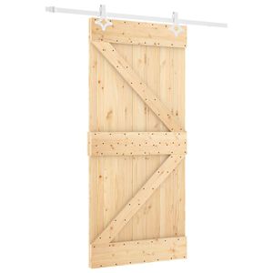vidaXL Skyded&oslash;r Natur og hvid 90 x 210 cm Massivt fyrretr&aelig;