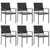 vidaXL havestole med hynder 6 stk. 54x62,5x89 cm polyrattan sort