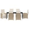 vidaXL Have Spisebordss&aelig;t med pude 7 pcs Beige polyrattan