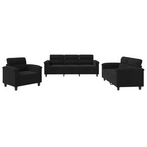vidaXL sofas&aelig;t 3 dele med hynder mikrofiberstof sort