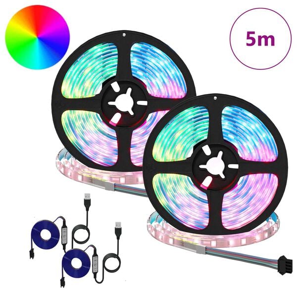 vidaXL LED Strip 2 pcs Sort og Gennemsigtig 2500 mm Kobber og plastik