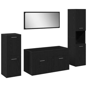 vidaXL Badev&aelig;relsesm&oslash;bel s&aelig;t V&aelig;gmonteret 4 pcs Sort eg Konstrueret tr&aelig;