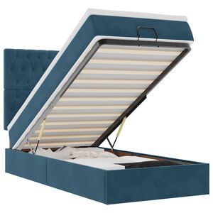 vidaXL osmannisk sengeramme med madrasser 80x200 cm fl&oslash;jl m&oslash;rkebl&aring;