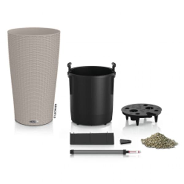 LECHUZA plantekrukke CILINDRO Cottage 23 ALL-IN-ONE 23 cm sandfarvet