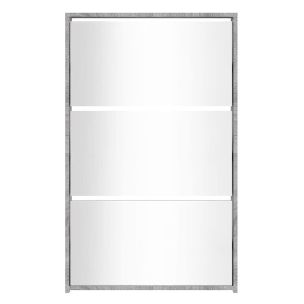 vidaXL skoskab med spejl 3 hylder 63x17x102,5 cm gr&aring; sonoma-eg