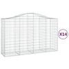 vidaXL buede gabionkurve 14 stk. 200x50x120/140 cm galvaniseret jern