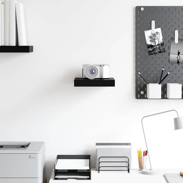 vidaXL v&aelig;ghylde 23x23,5x3,8 cm MDF sort h&oslash;jglans