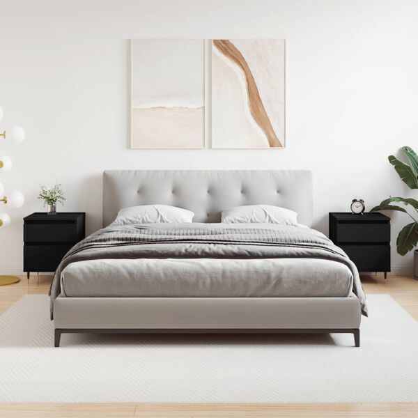 vidaXL sengeborde 2 stk. 40x35x50 cm konstrueret træ sort