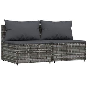 vidaXL midtermoduler til havesofa 2 stk. med hynder polyrattan gr&aring;
