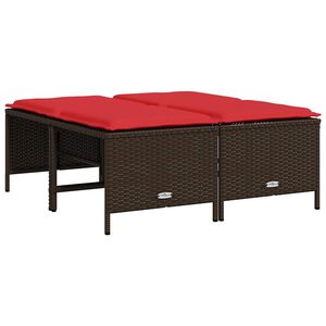 vidaXL haveskamler med hynder 4 stk. brun polyrattan
