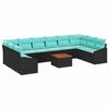 vidaXL Havesofa S&aelig;t med pude 11 pcs Sort polyrattan