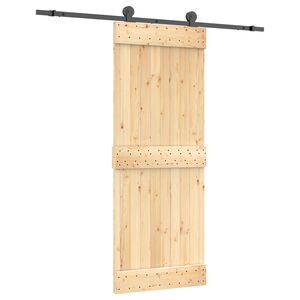 vidaXL Skyded&oslash;r Naturfarvet og sort 80 x 210 cm Massivt Fyrretr&aelig;