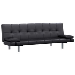 vidaXL sovesofa med to puder just&eacute;rbar kunstl&aelig;der sort